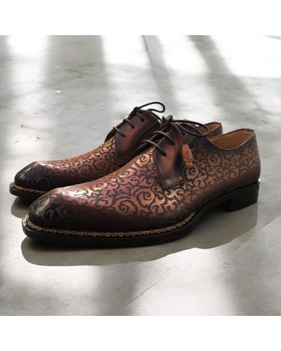 Derby shoe Mezlan 21039 brown structured-pattern leather