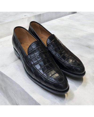 Mocassin penny loafer Berwick 5461 cuir façon croco noir