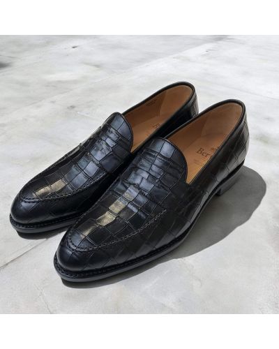 Mocassin penny loafer Berwick 5461 cuir façon croco noir