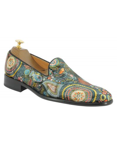 Mocassin slippers Center 51 Psy velours aux motifs Psychédéliques