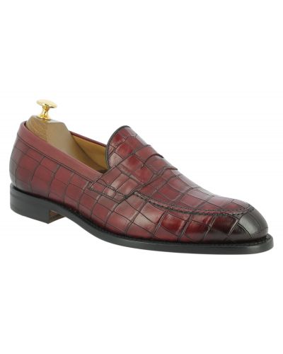 Mocassin penny loafer Berwick 5461 cuir façon croco bordeaux