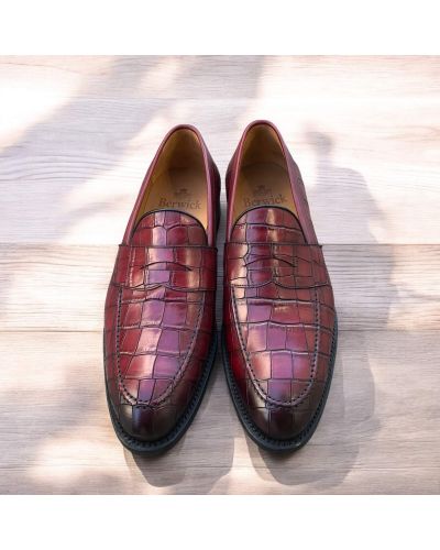 Mocassin penny loafer Berwick 5461 cuir façon croco bordeaux