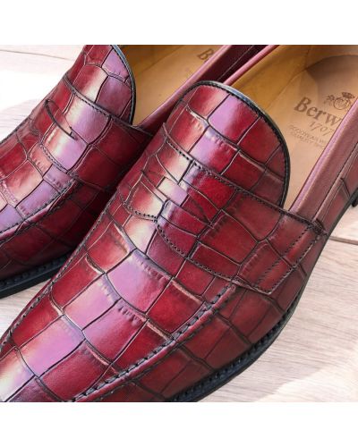 Mocassin penny loafer Berwick 5461 cuir façon croco bordeaux