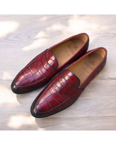 Mocassin penny loafer Berwick 5461 cuir façon croco bordeaux