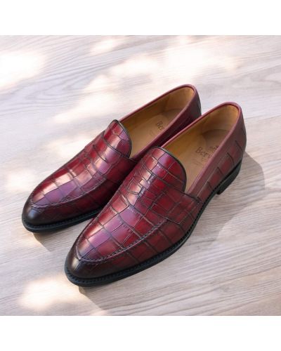 Mocassin penny loafer Berwick 5461 cuir façon croco bordeaux